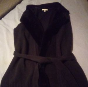 Layfayette 148 small cashmere sheerling robe vest